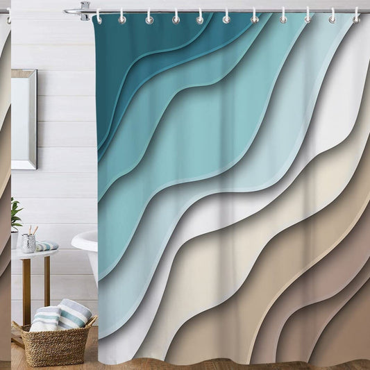Geometric Ocean Shower Curtain 72x72 Inch