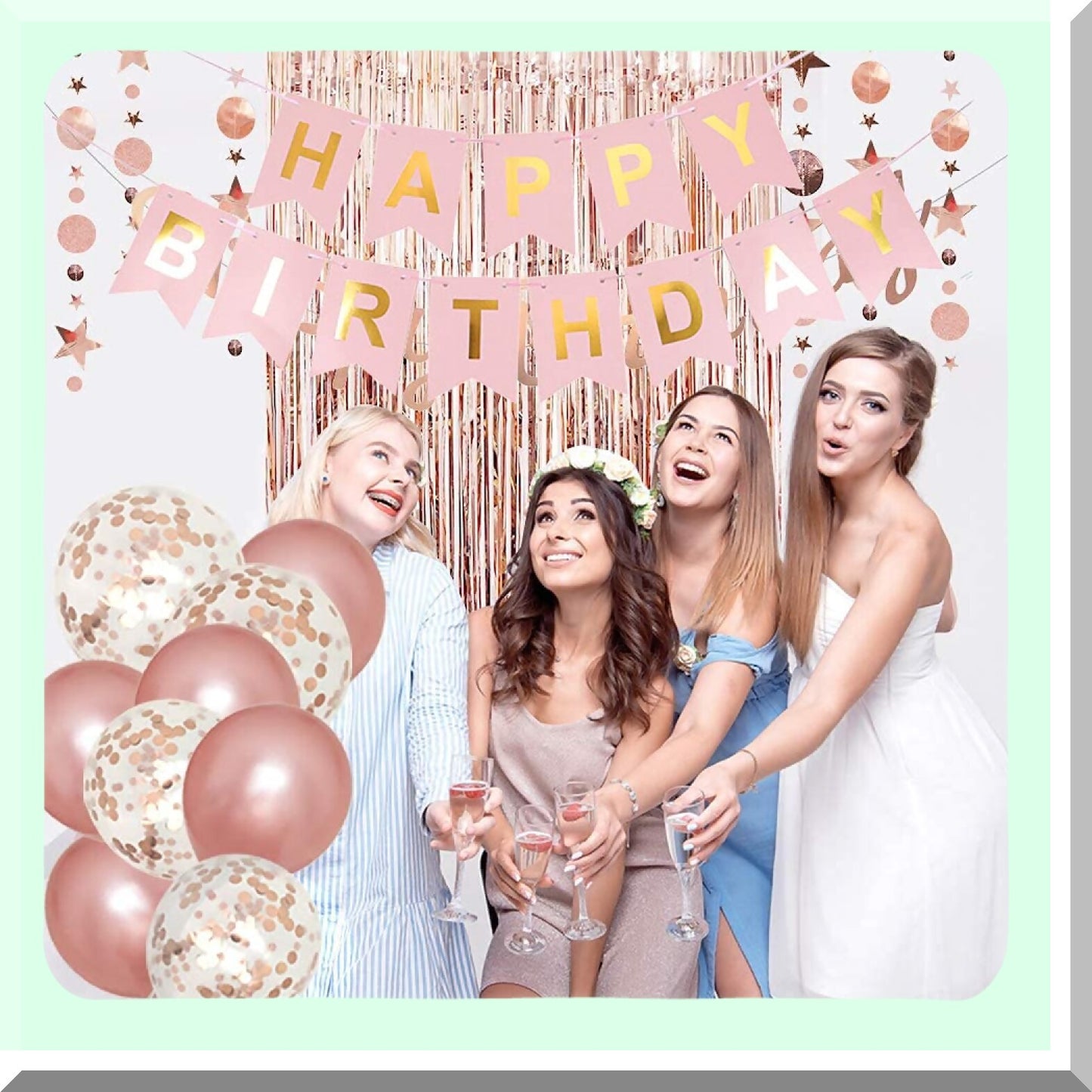 Rose Gold Birthday Decorations Set for Women and Girls