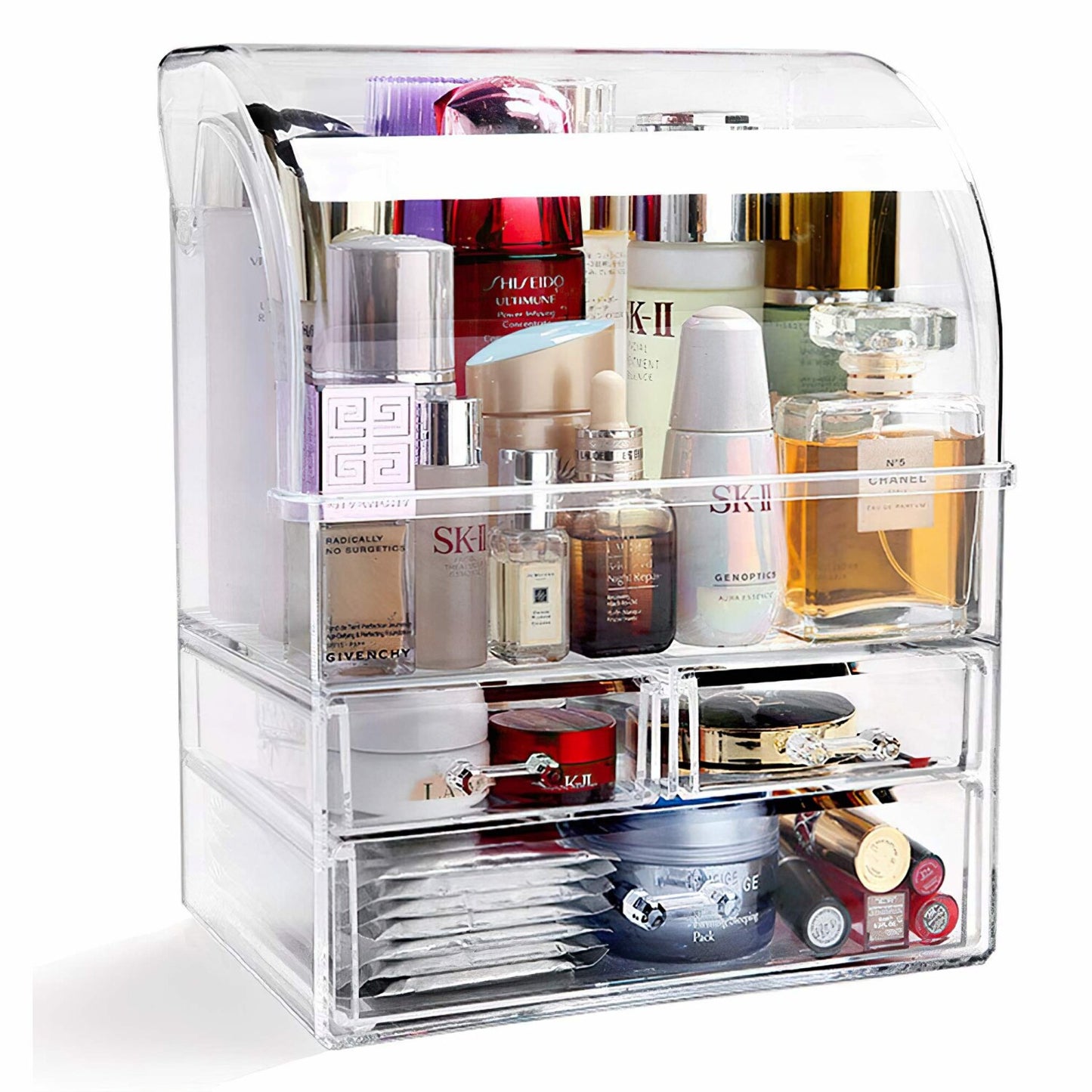 Large Acrylic Makeup Organizer with Lid, Clear