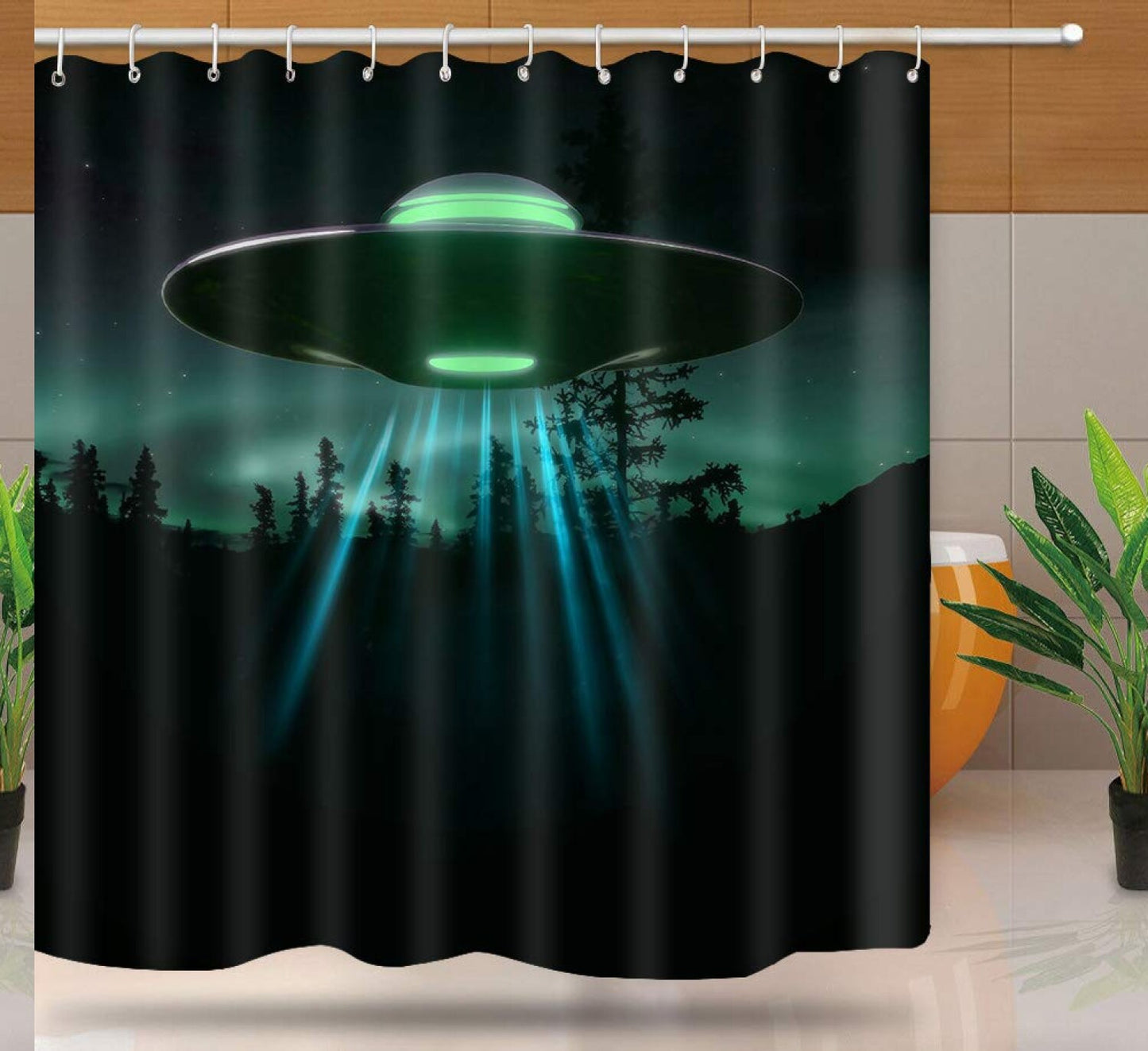 Alien Spaceship Sci Fi Shower Curtain 72x72 Inches