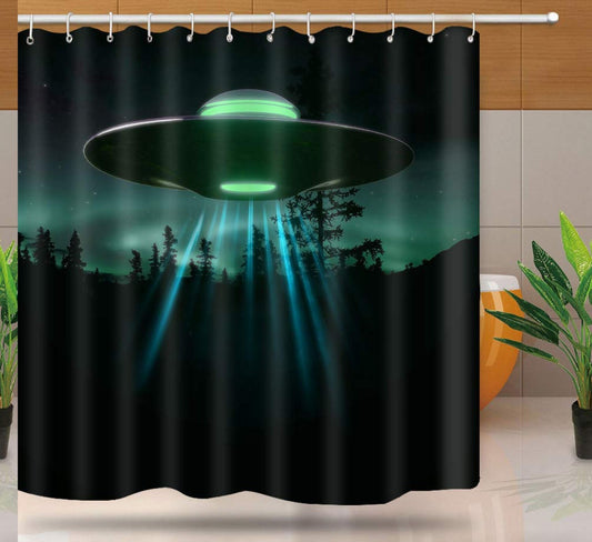 Alien Spaceship Sci Fi Shower Curtain 72x72 Inches