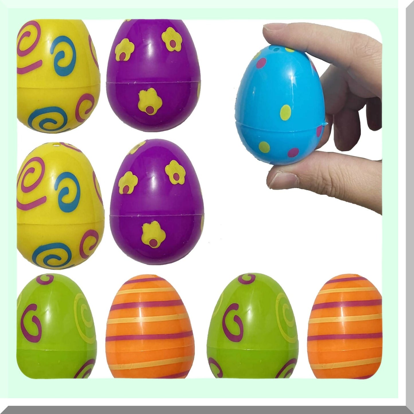 Colorful Egg Hunt Party Pack - 18 Assorted Fillable Plastic Eggs, 2.5 Inch Printed Colors - Fun Easter Activity Supplies for Kids and Adults