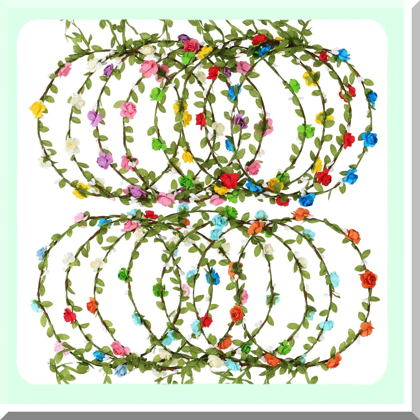 Colorful Flower Crown Headbands for Weddings and Parties