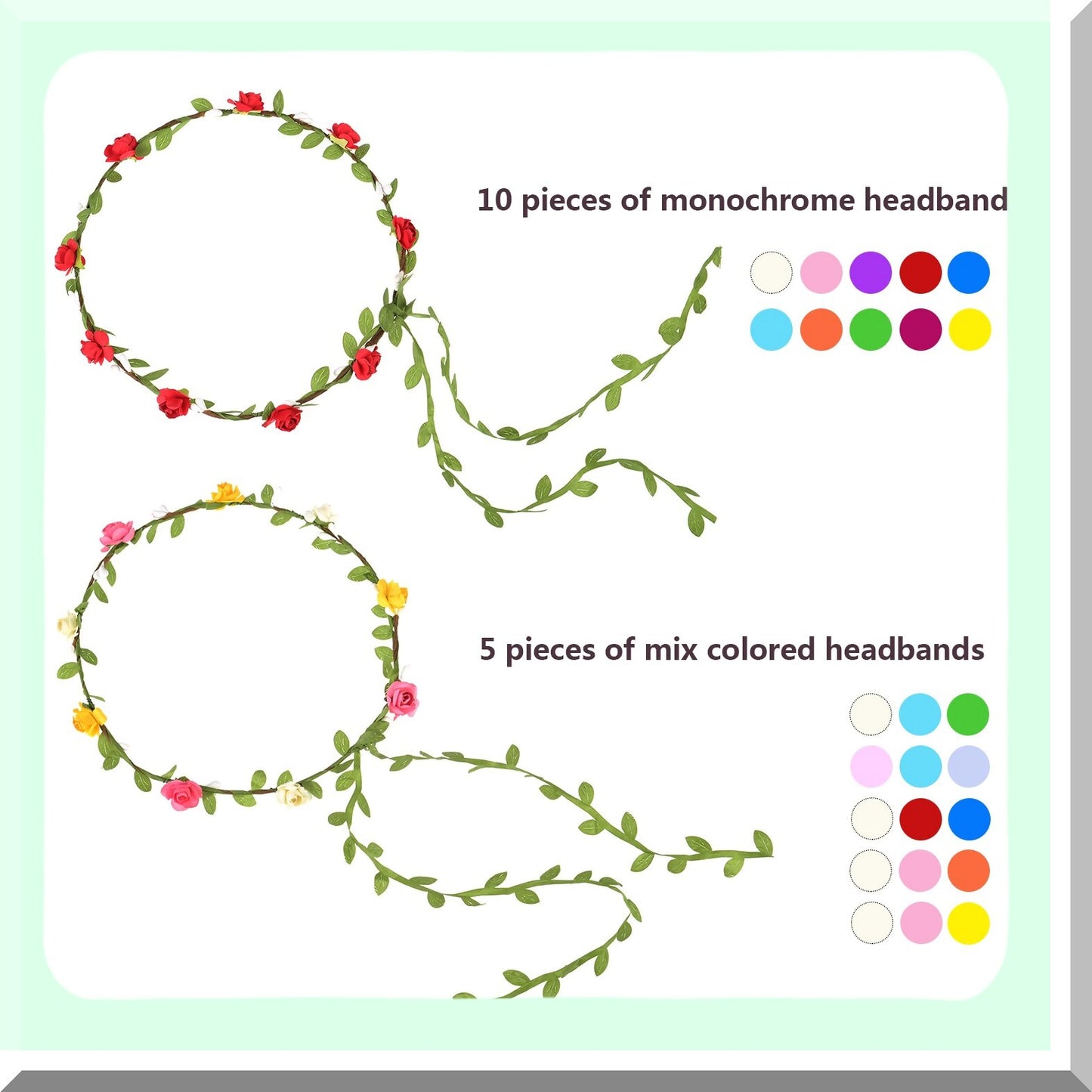 Colorful Flower Crown Headbands for Weddings and Parties