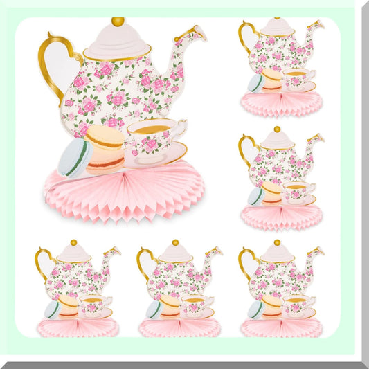 Floral Teapot Honeycomb Decorations for Kids Parties