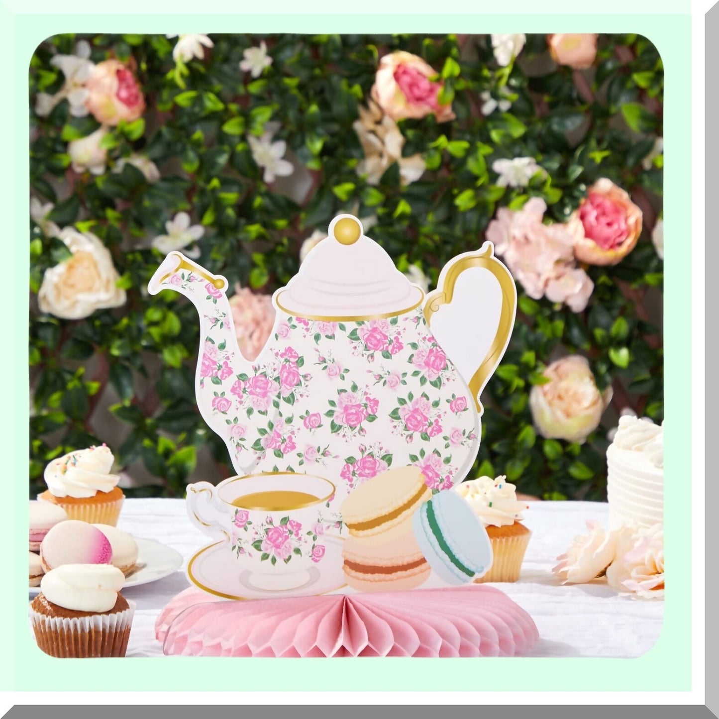 Floral Teapot Honeycomb Decorations for Kids Parties