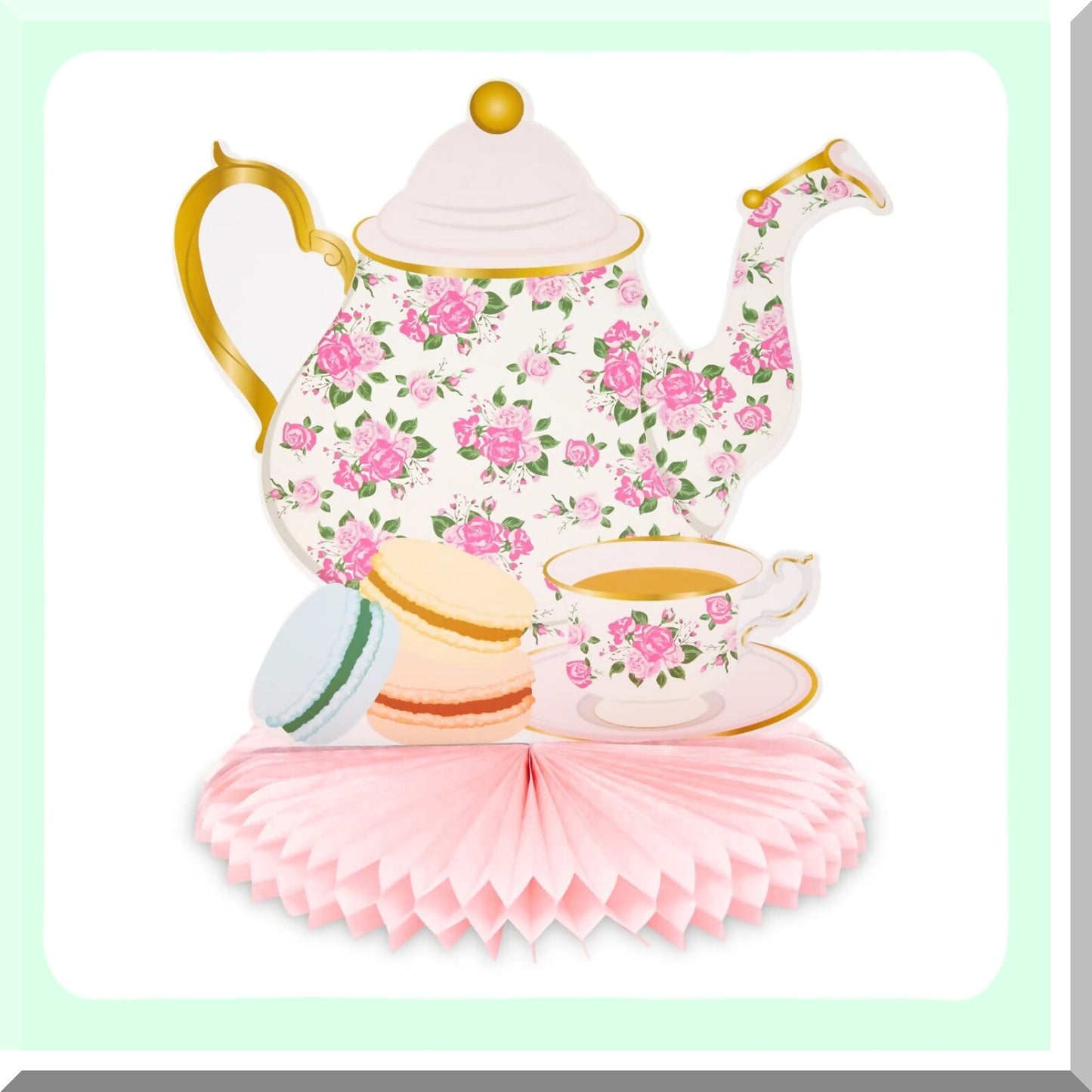 Floral Teapot Honeycomb Decorations for Kids Parties