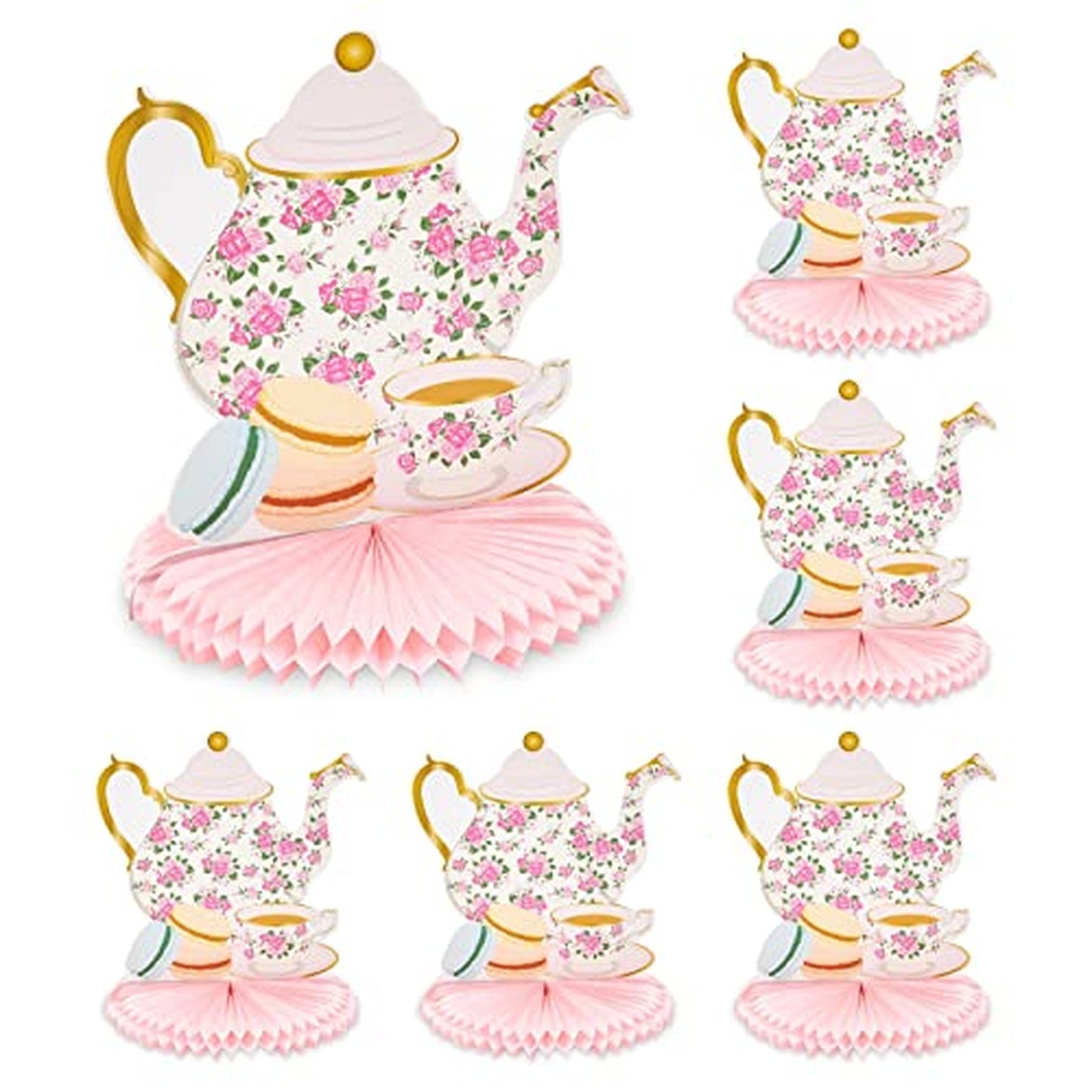 Floral Teapot Honeycomb Decorations for Kids Parties