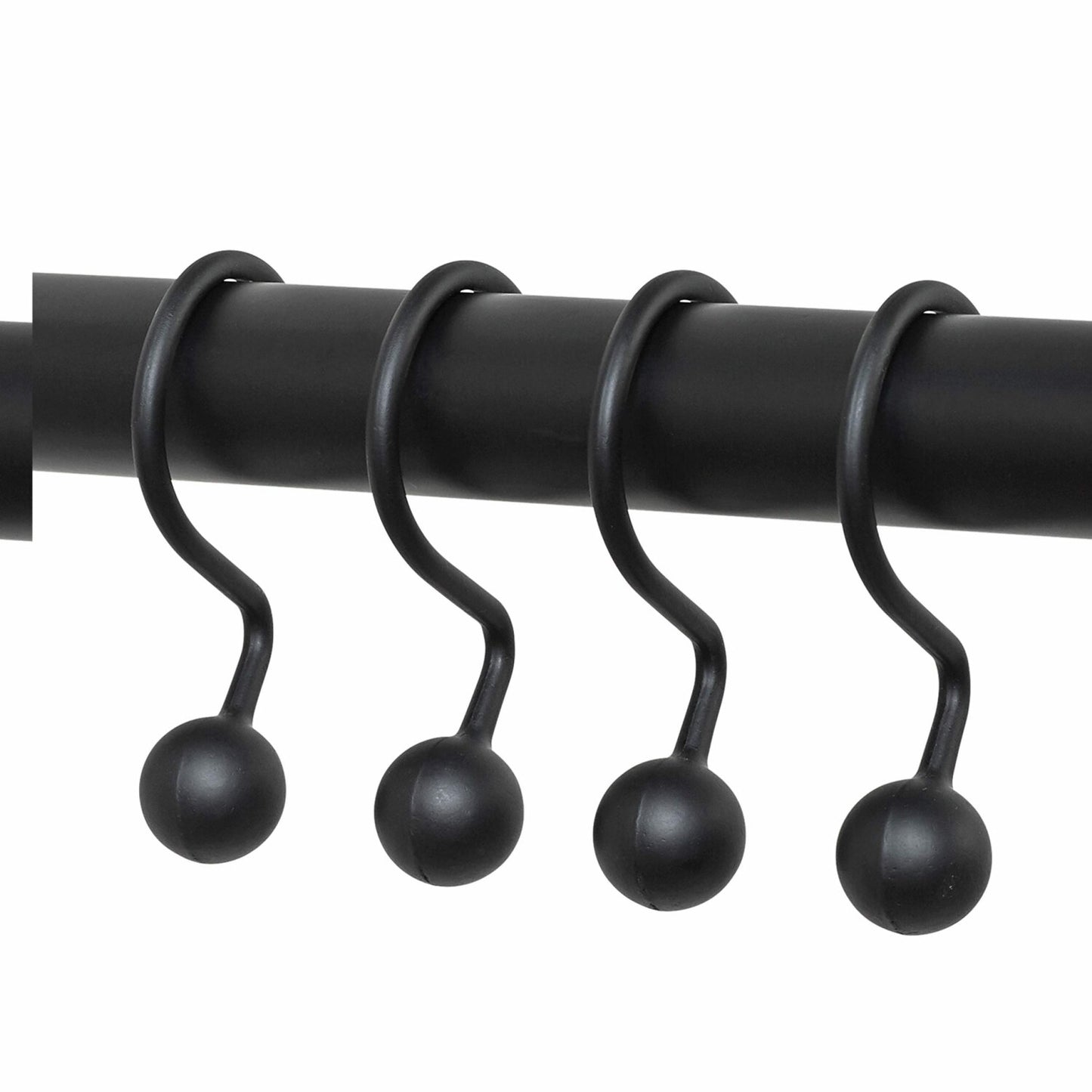 Rustproof Aluminum Shower Hooks Set of 12 Matte Black