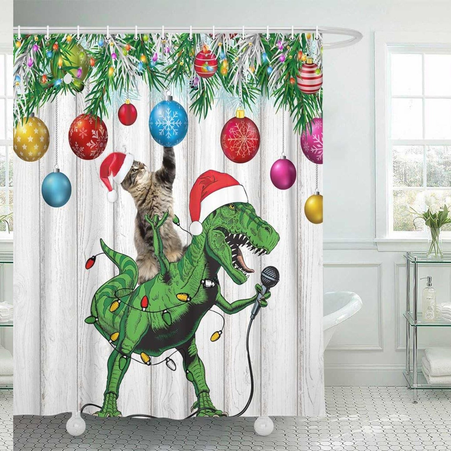 Funny Dinosaur Shower Curtain 72x72 inch