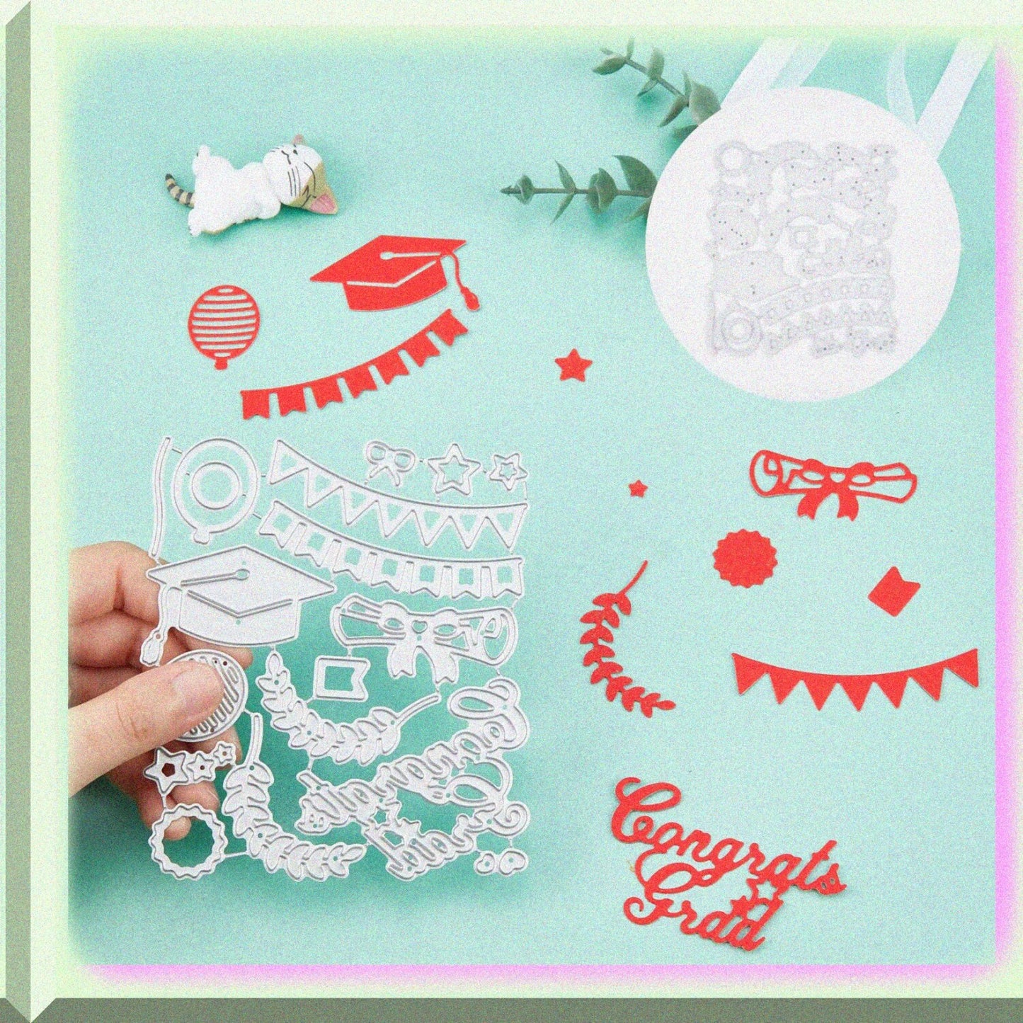 Graduation Cap Cutting Die for Scrapbooking 3.94x4.53 Inch