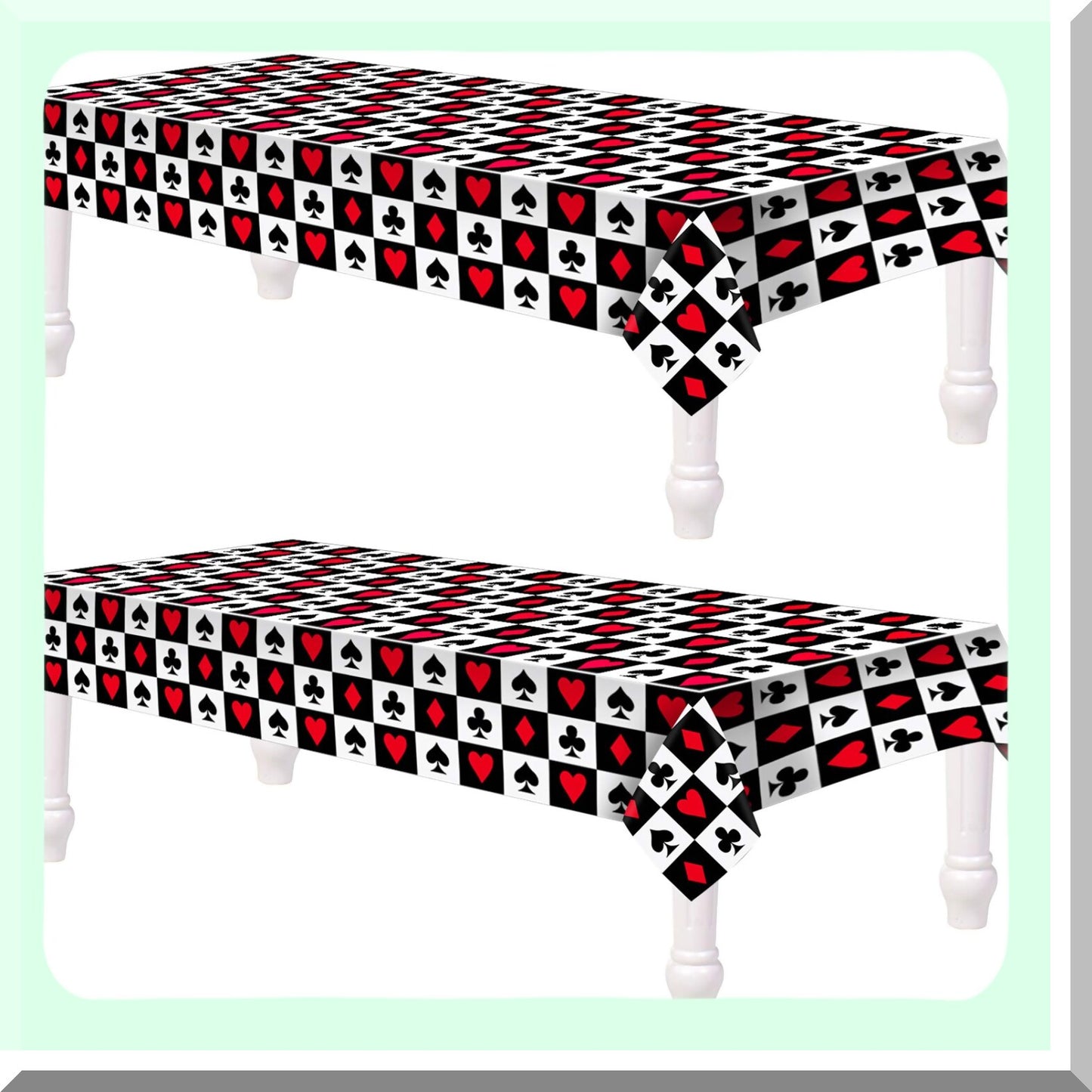Poker Tablecloths for Casino Theme Parties 54x108 Inches (2 Pieces)