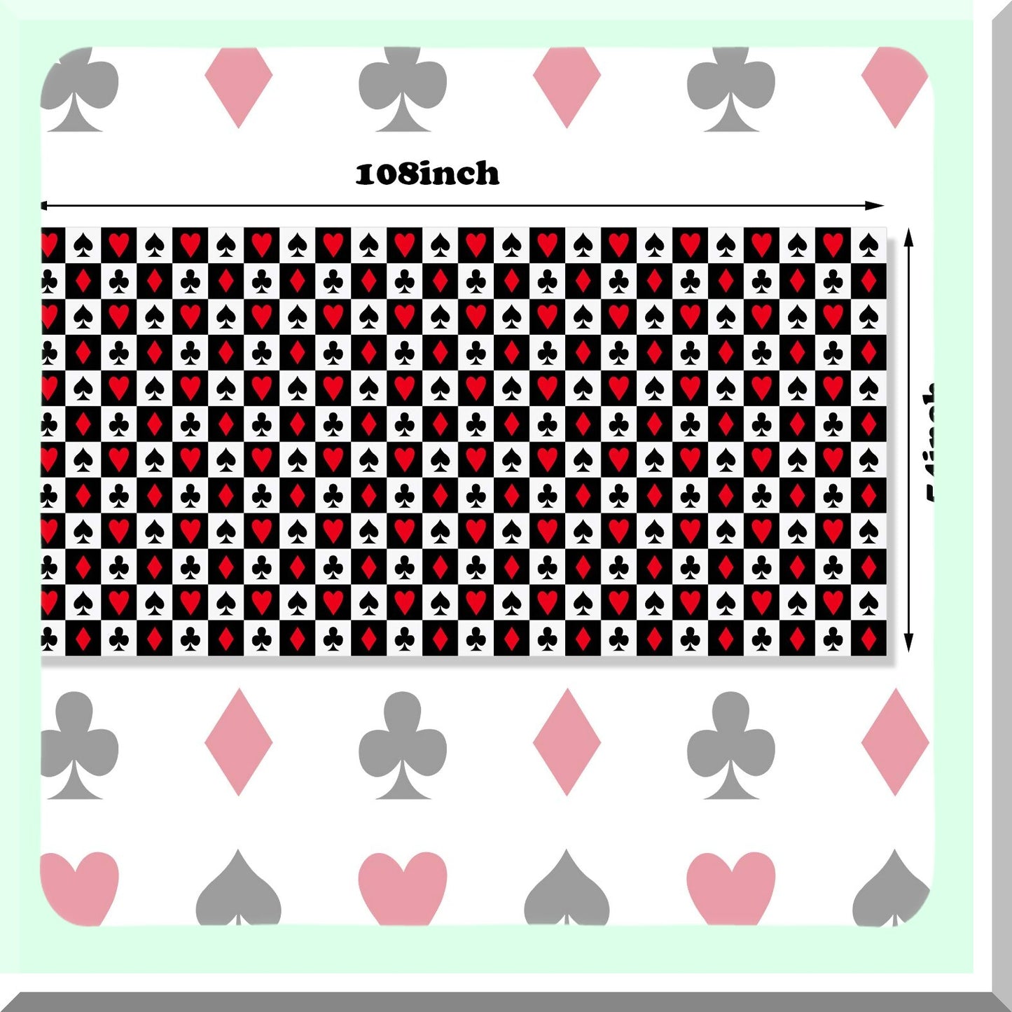 Poker Tablecloths for Casino Theme Parties 54x108 Inches (2 Pieces)