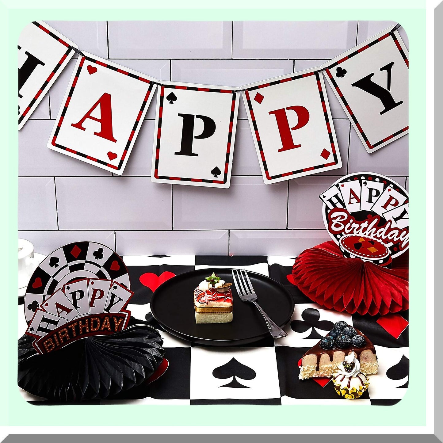 Poker Tablecloths for Casino Theme Parties 54x108 Inches (2 Pieces)