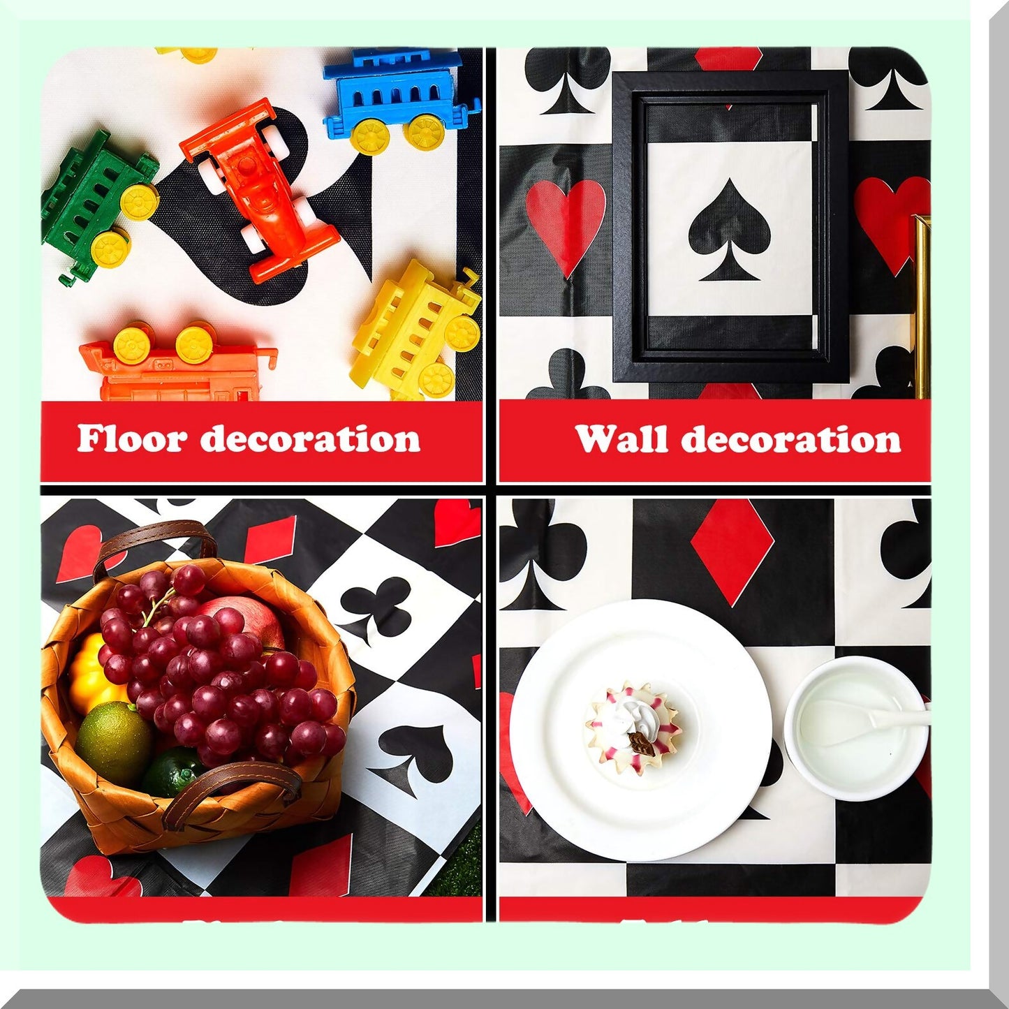 Poker Tablecloths for Casino Theme Parties 54x108 Inches (2 Pieces)