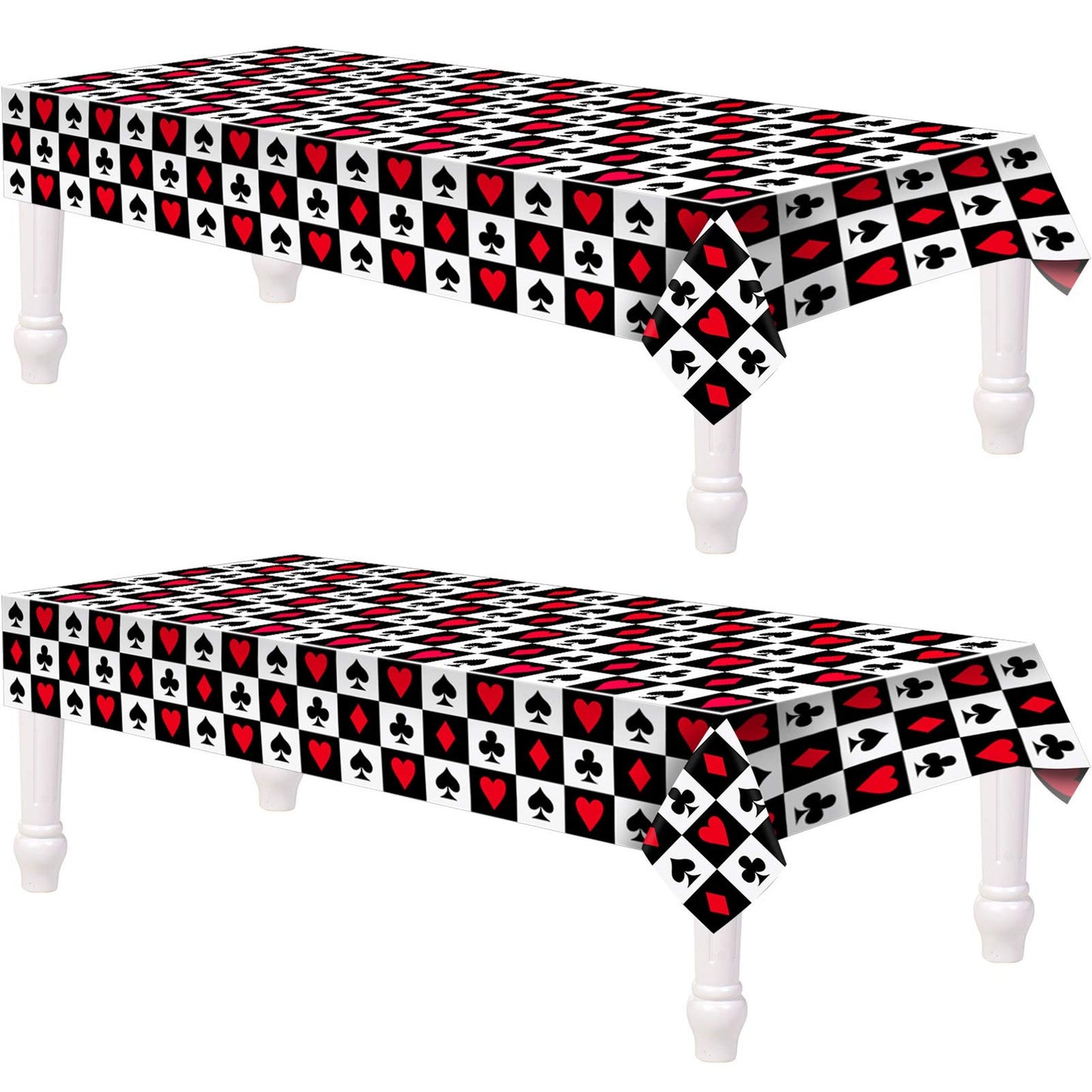 Poker Tablecloths for Casino Theme Parties 54x108 Inches (2 Pieces)