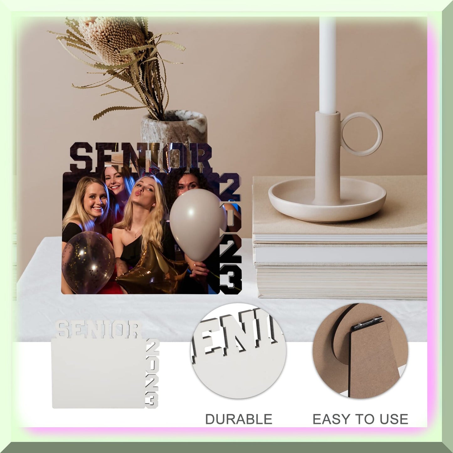 2-Piece White Graduation Photo Frame Set