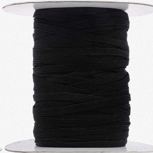 1/4 Inch Black Braided Polyester Elastic 100 Yards
