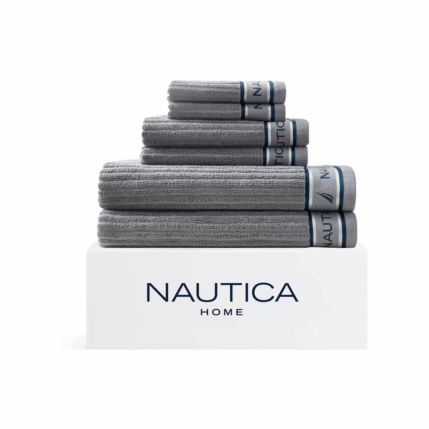 6 Piece Grey Cotton Bath Towel Set