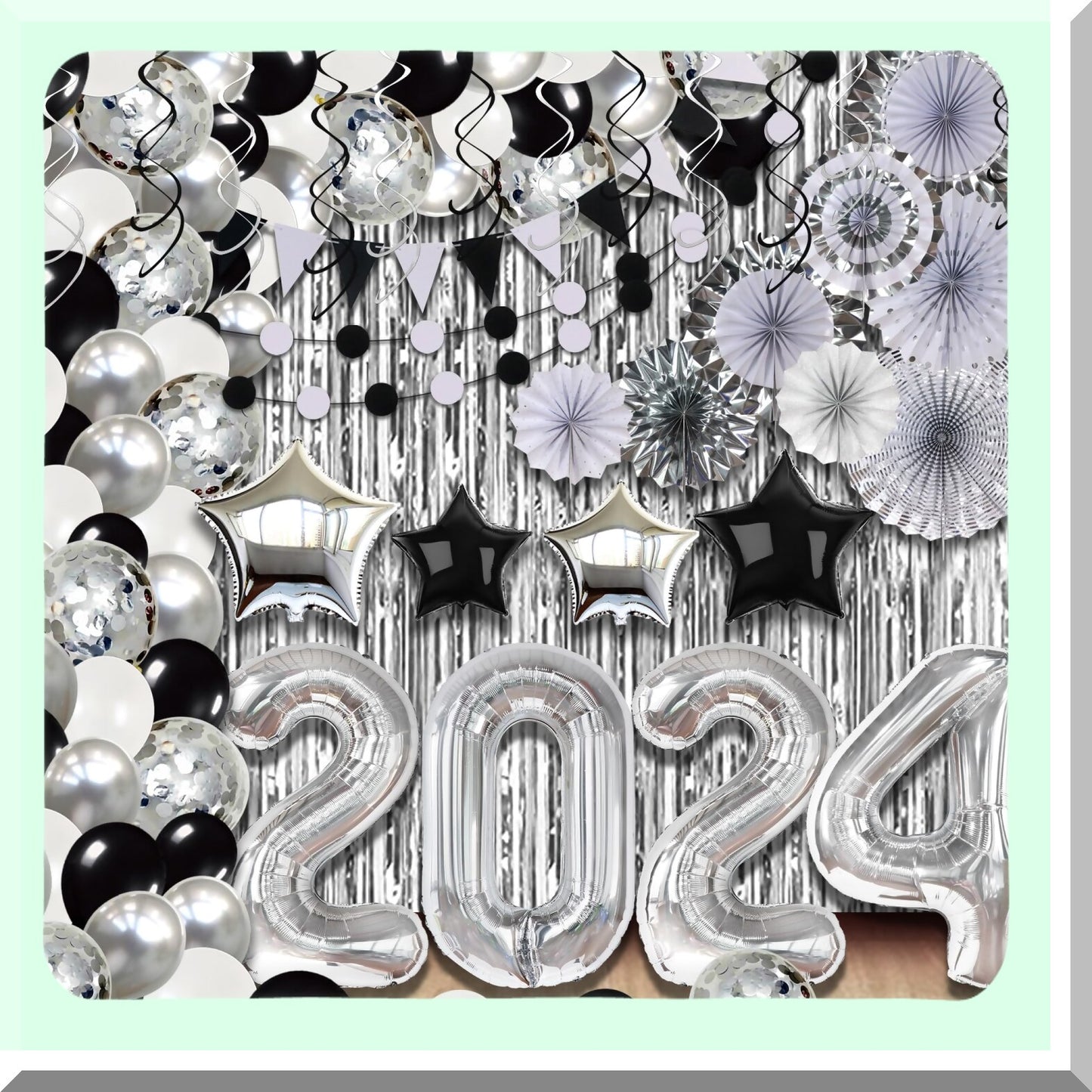 Elegant Silver Graduation and New Year Decorations Set