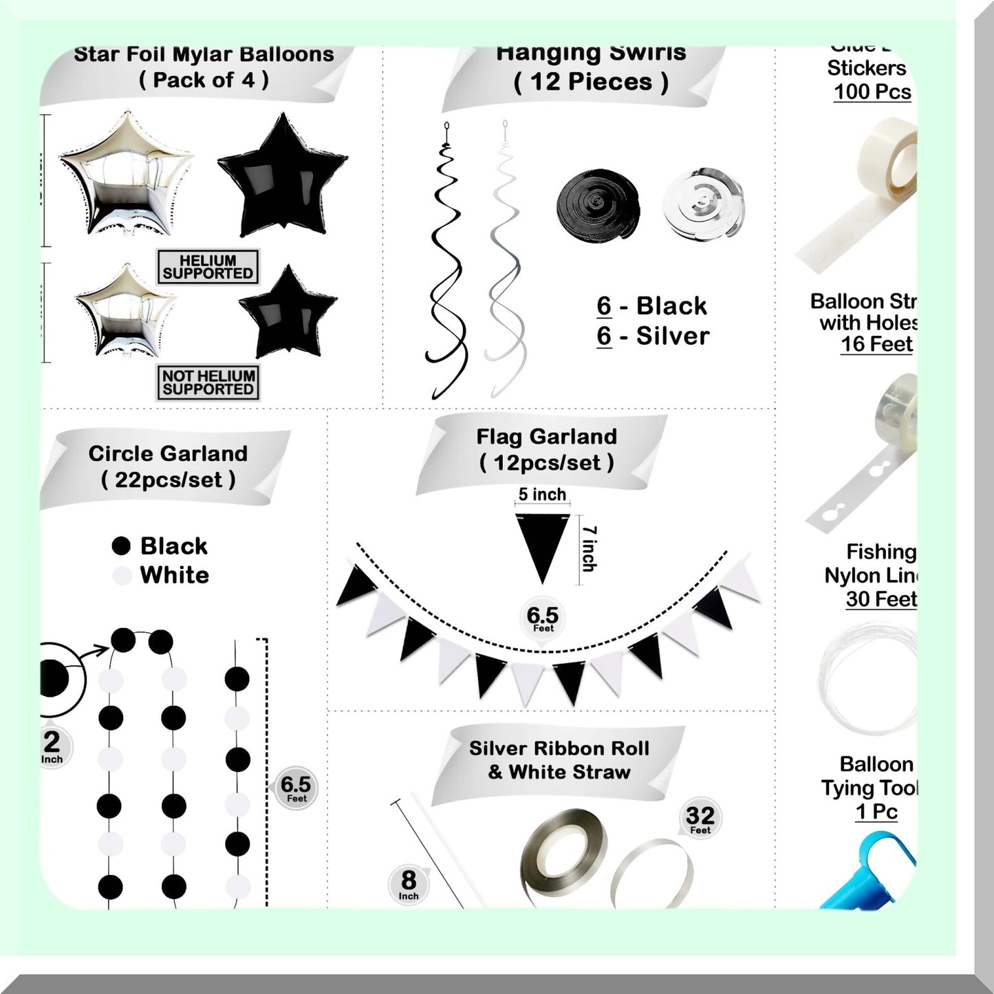 Elegant Silver Graduation and New Year Decorations Set