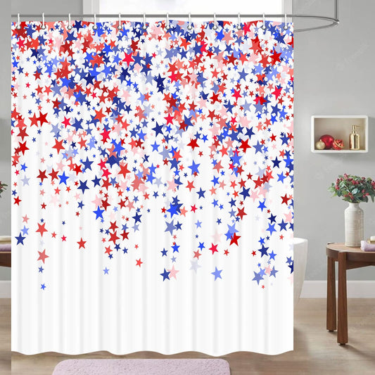 4th of July USA Flag Waterproof Shower Curtain 72x72 Inches