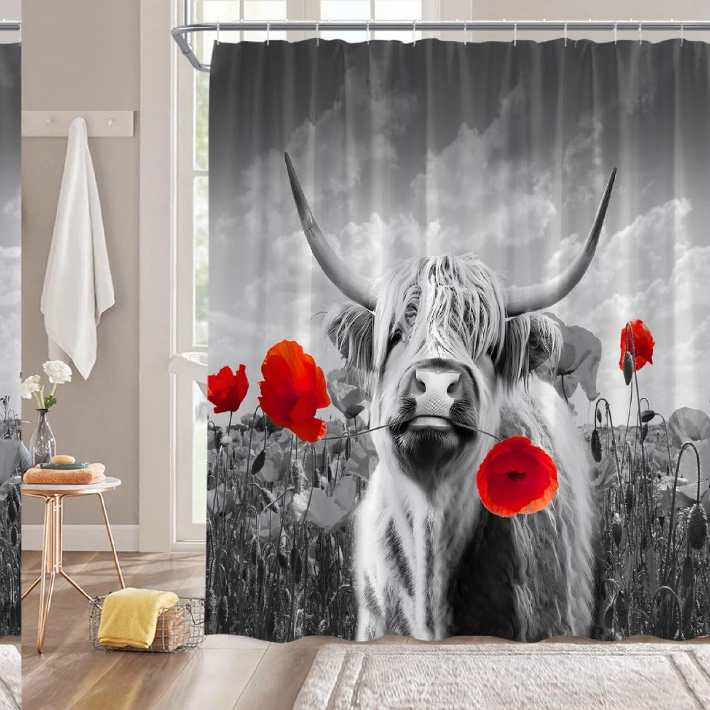 Highland Cow Shower Curtain 70x70 Inches