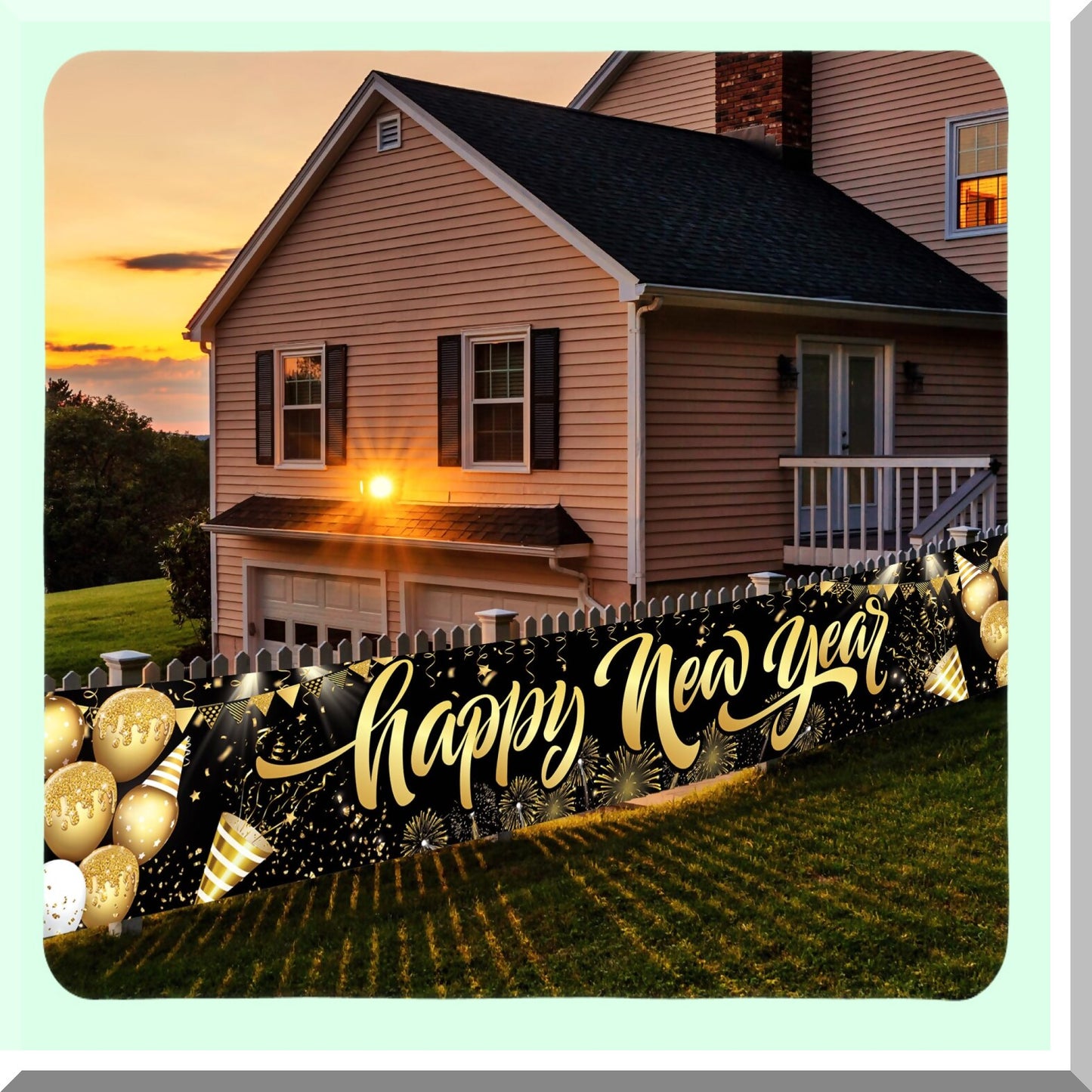 Large 2024 Happy New Year Banner for Outdoor and Indoor Decor