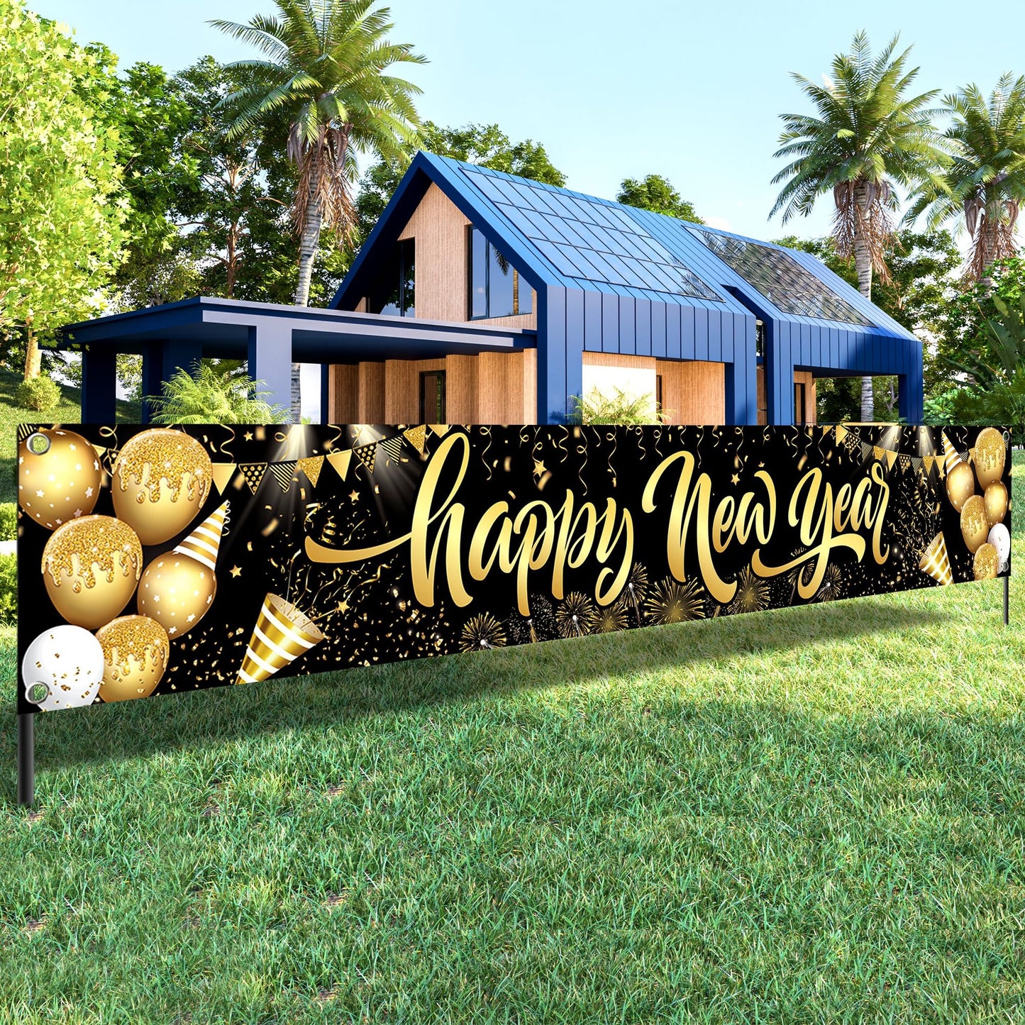 Large 2024 Happy New Year Banner for Outdoor and Indoor Decor