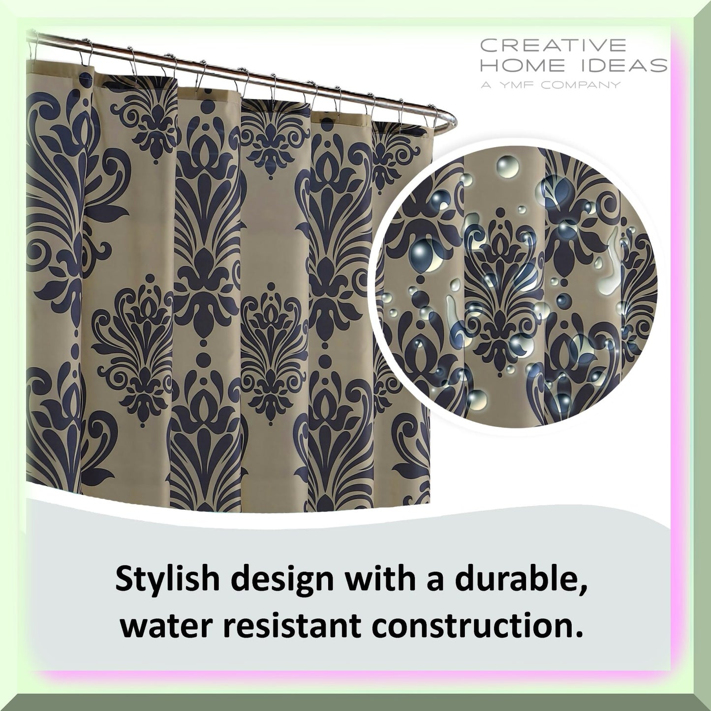 15-Piece Bathroom Shower Curtain Set Black Linen