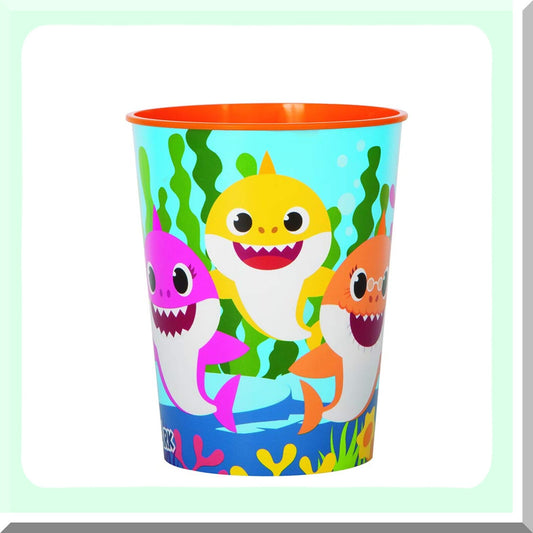 Colorful Baby Shark Plastic Stadium Cup for Kids
