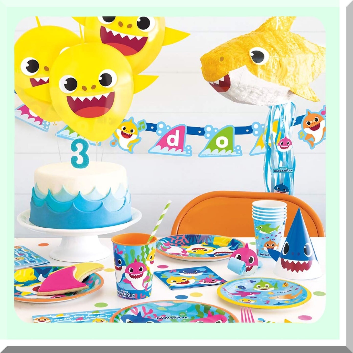 Colorful Baby Shark Plastic Stadium Cup for Kids