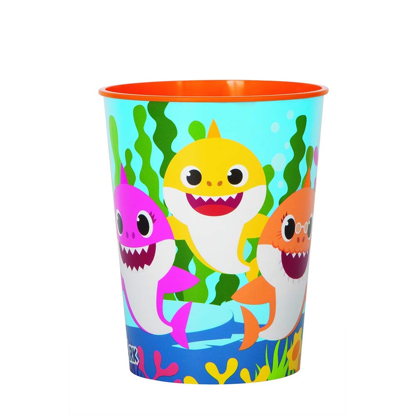 Colorful Baby Shark Plastic Stadium Cup for Kids