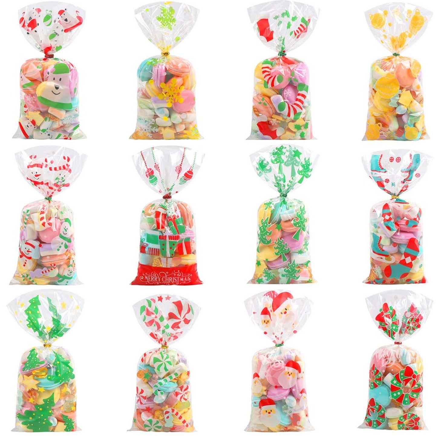 Xmas Treat Bags with Twist Ties for Party Supplies