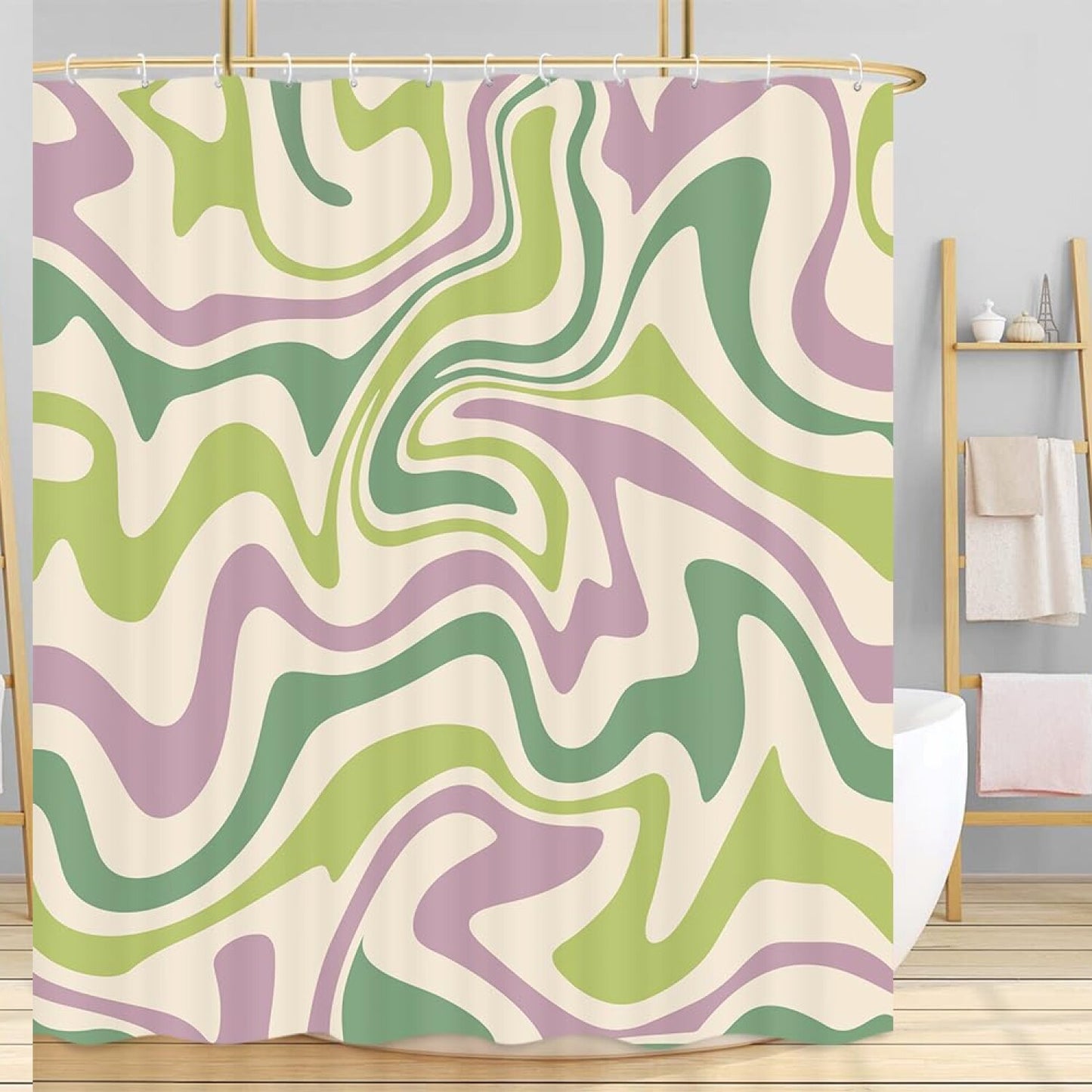 Boho Sage Green Shower Curtain 72x72in