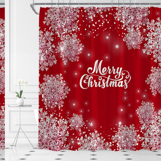 Snowflake Shower Curtain Red 70x70 inches