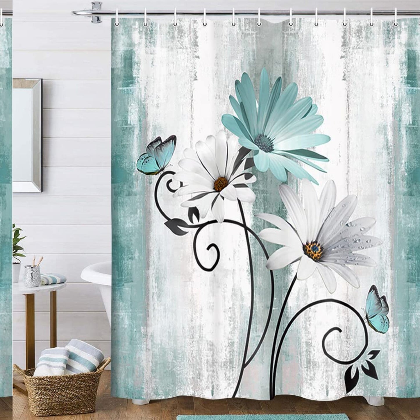 Rustic Farmhouse Shower Curtain 70x84in with Hooks