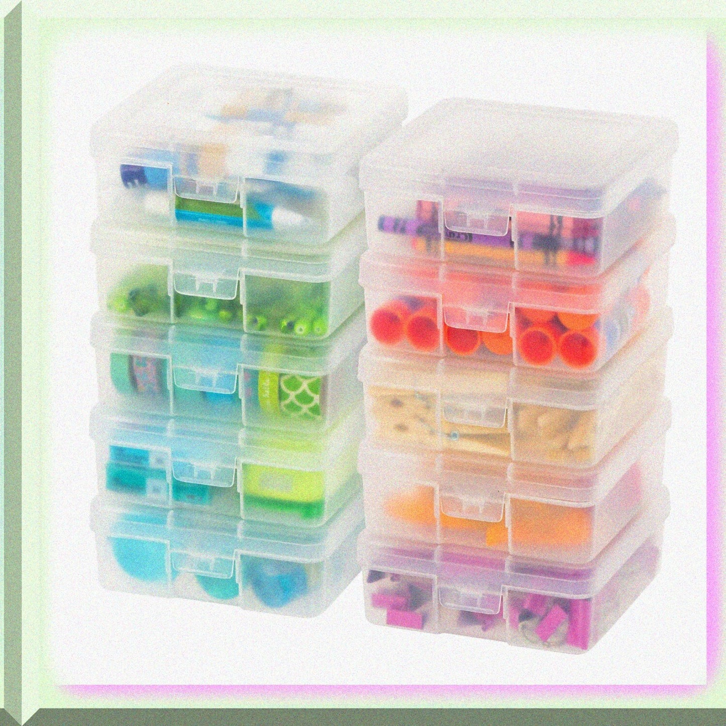 10 Pack Small Plastic Storage Containers with Latching Lids