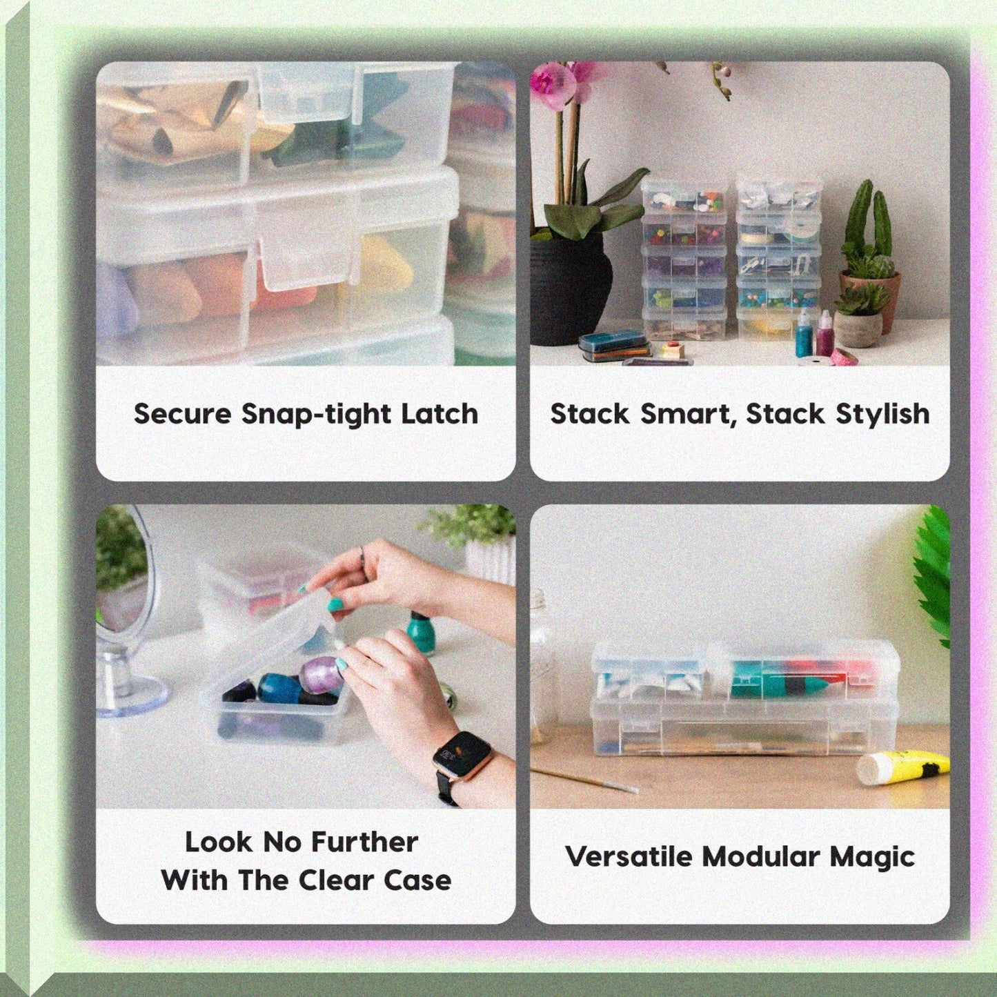 10 Pack Small Plastic Storage Containers with Latching Lids