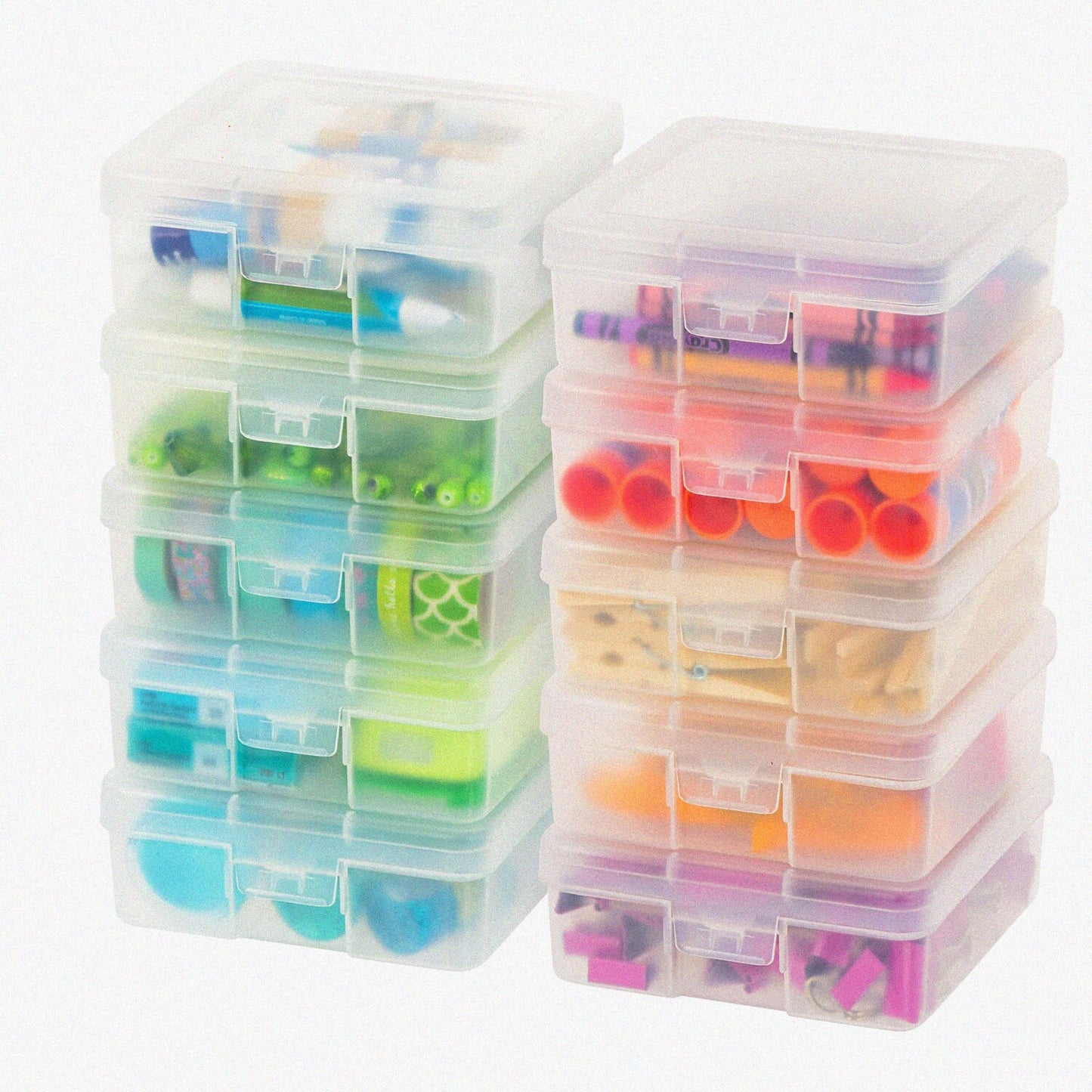 10 Pack Small Plastic Storage Containers with Latching Lids