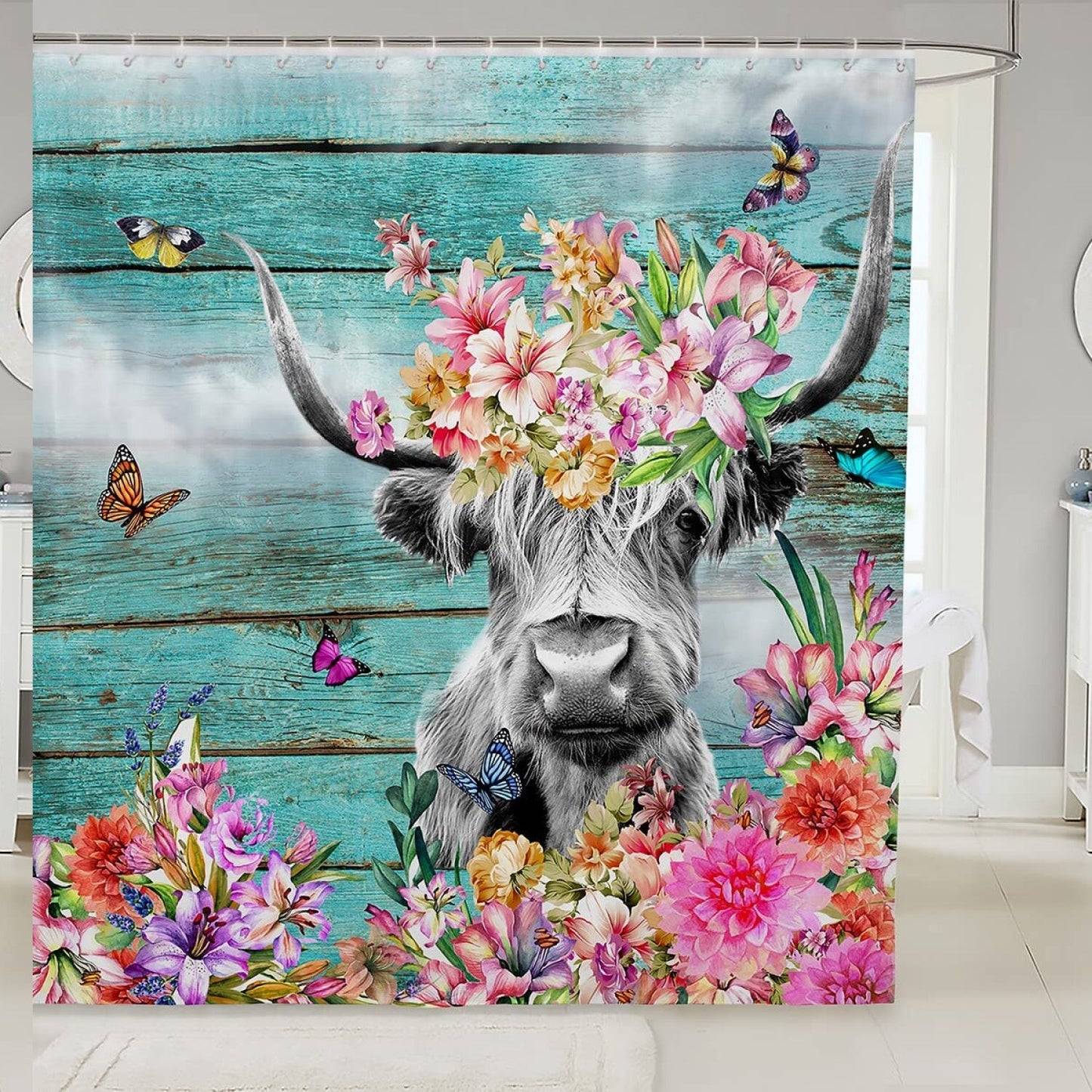 Highland Cow Shower Curtain 72x78 Inch