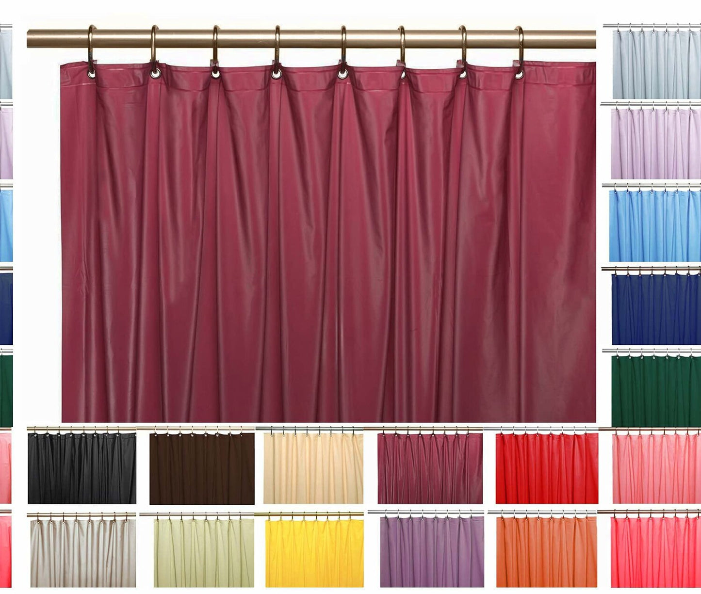 Heavy Duty Vinyl Shower Curtain Liner Burgundy 70" x 72"