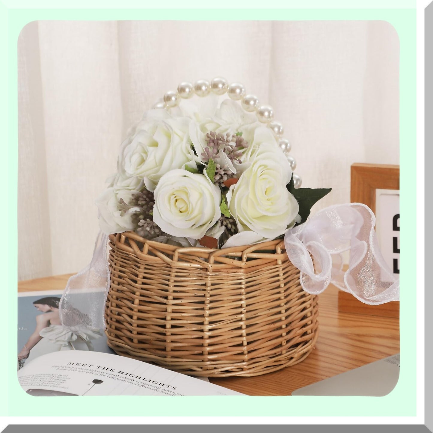 Flower Basket with Handle for Weddings and Decor