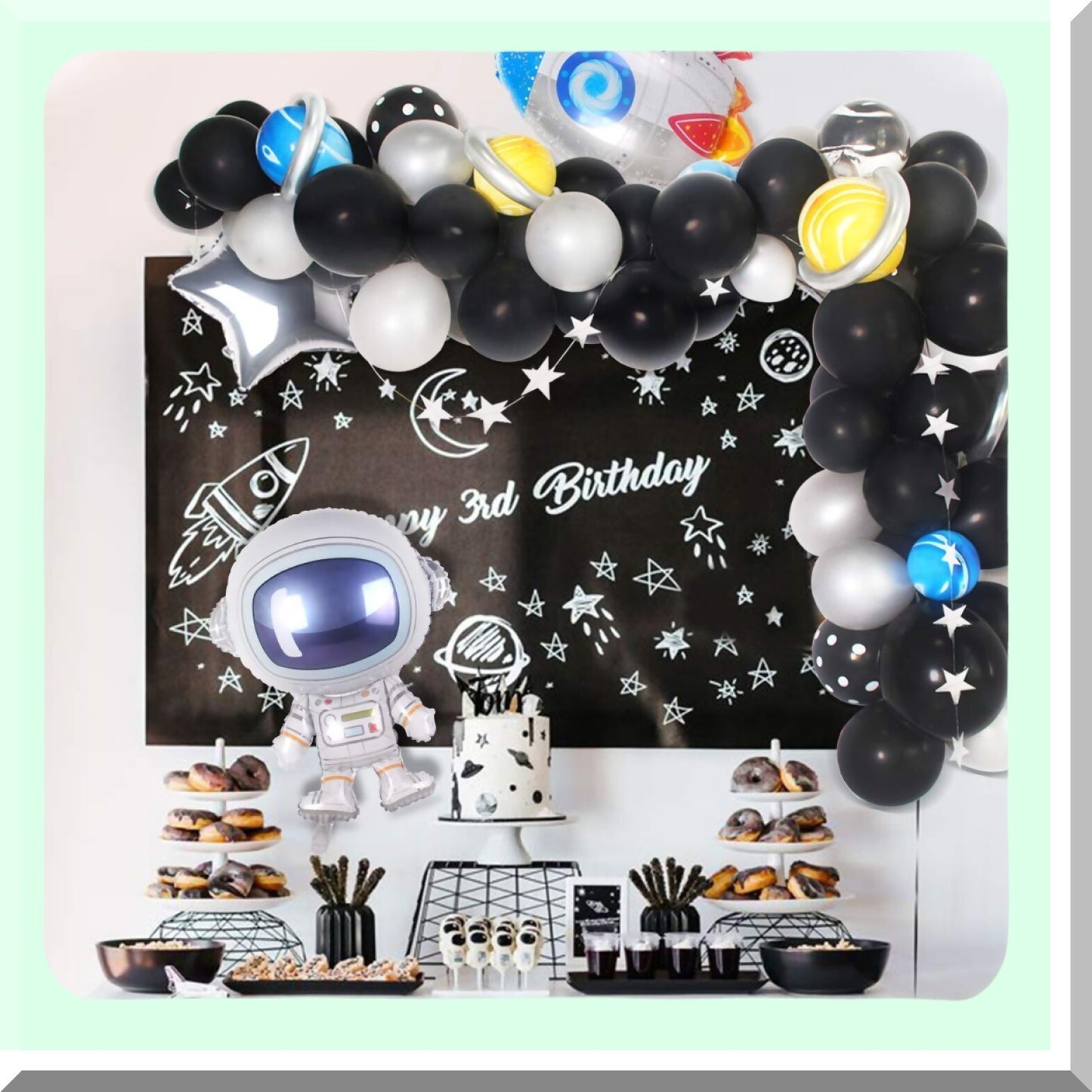Space Theme Party Balloons Set for Kids Birthday Decorations