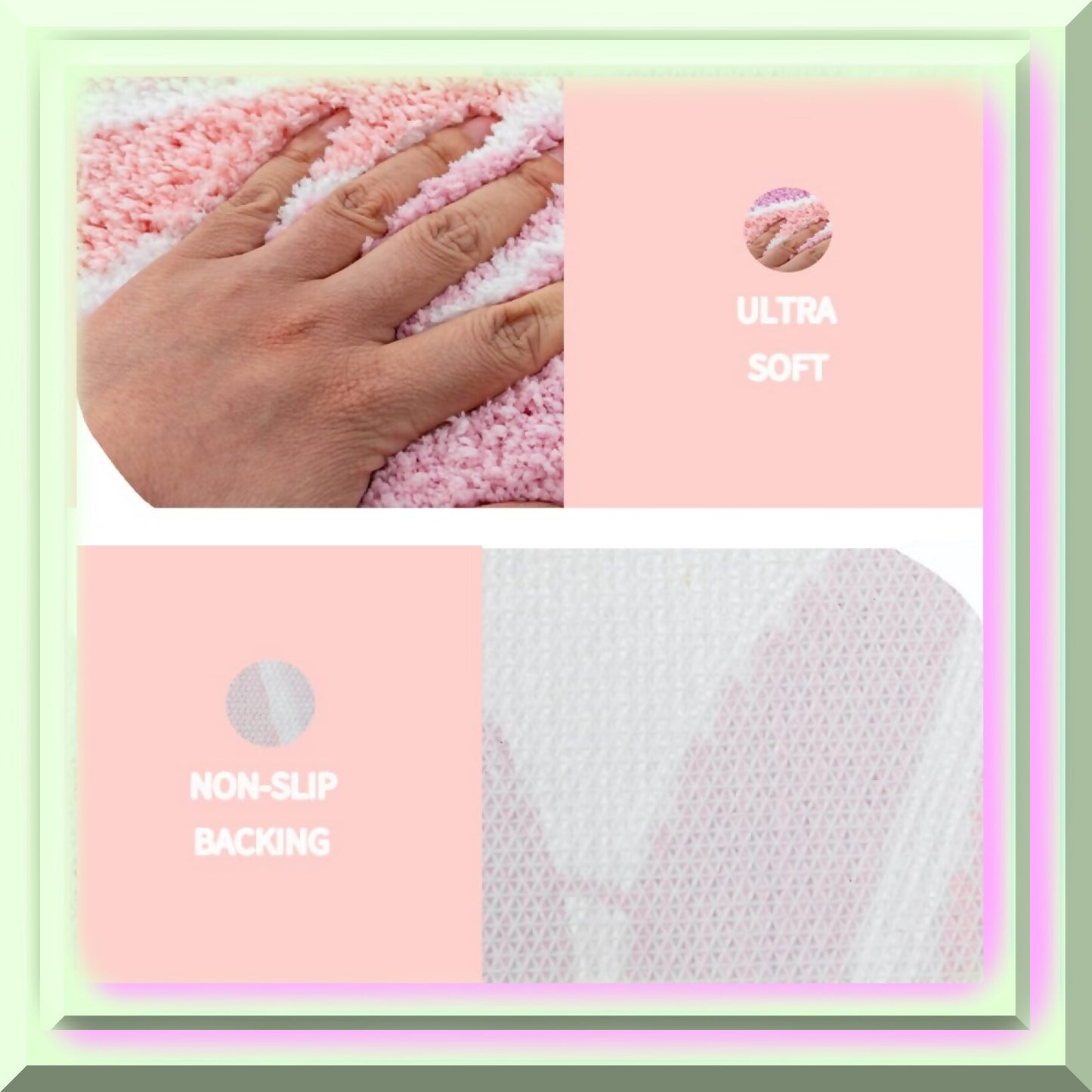 Pink Mermaid Bath Mat 39.4x23.6in Non-Slip Microfiber