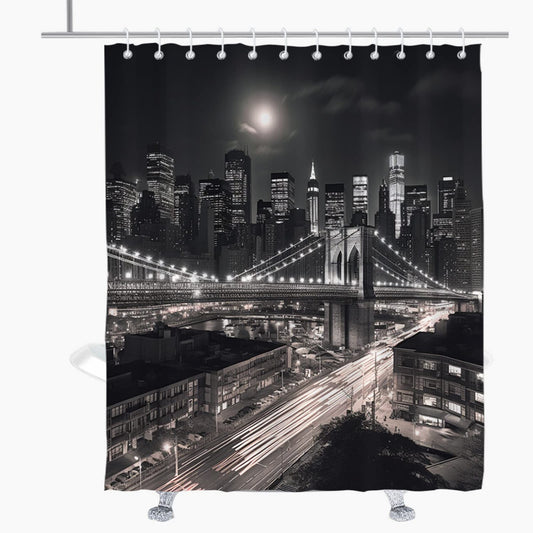 Black and White NYC Night Scene Shower Curtain 72x72