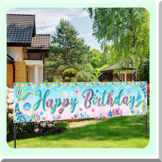 Mermaid Birthday Banner for Under the Sea Party Decorations