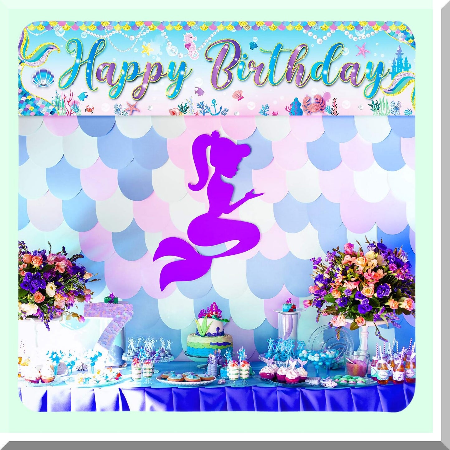 Mermaid Birthday Banner for Under the Sea Party Decorations