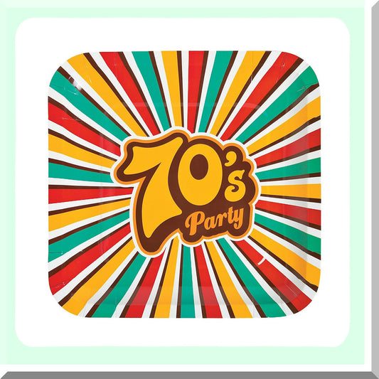 70s Party Paper Dinner Plates 8 Pack