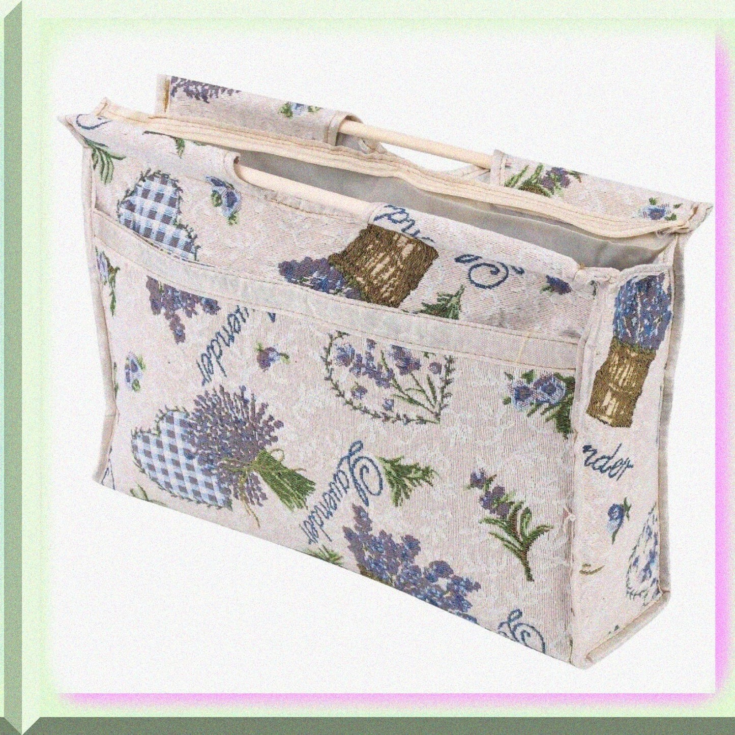 Knitting Yarn Storage Bag with Wooden Handle